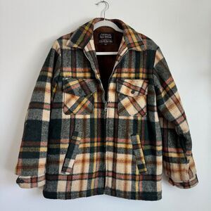Vintage VTG 1970s Oakbrook Sportswear Wool Plaid Faux Fur Lined Jacket | Size S